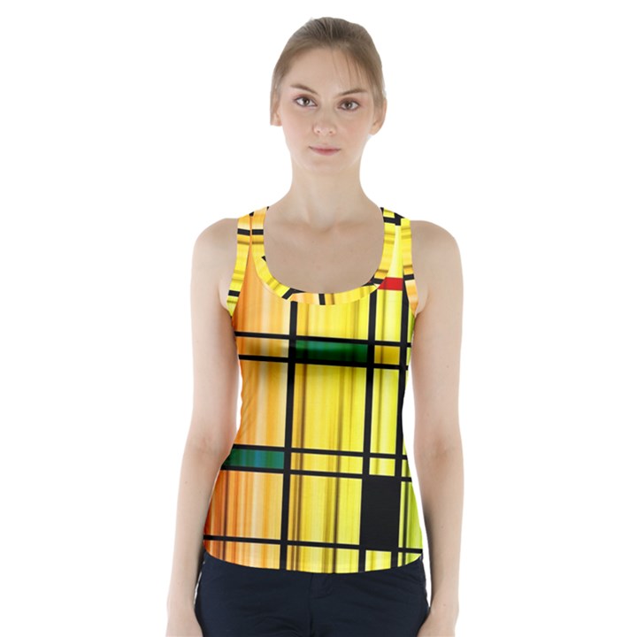 Line Rainbow Grid Abstract Racer Back Sports Top