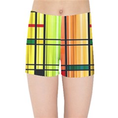 Line Rainbow Grid Abstract Kids Sports Shorts