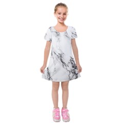 Marble Pattern Kids  Short Sleeve Velvet Dress