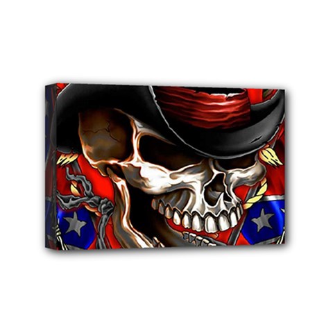 Confederate Flag Usa America United States Csa Civil War Rebel Dixie Military Poster Skull Mini Canvas 6  X 4  by BangZart