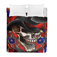 Confederate Flag Usa America United States Csa Civil War Rebel Dixie Military Poster Skull Duvet Cover Double Side (full/ Double Size) by BangZart