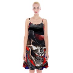 Confederate Flag Usa America United States Csa Civil War Rebel Dixie Military Poster Skull Spaghetti Strap Velvet Dress