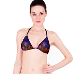 Colored Rays Symmetry Feather Art Bikini Top