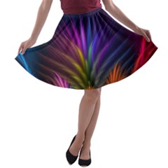 Colored Rays Symmetry Feather Art A-line Skater Skirt