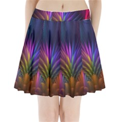 Colored Rays Symmetry Feather Art Pleated Mini Skirt by BangZart