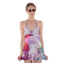 Clouds Multicolor Fantasy Art Skies Halter Swimsuit Dress