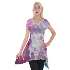 Clouds Multicolor Fantasy Art Skies Short Sleeve Side Drop Tunic