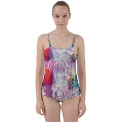 Clouds Multicolor Fantasy Art Skies Twist Front Tankini Set by BangZart