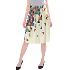 Retro Pattern Of Geometric Shapes Midi Beach Skirt