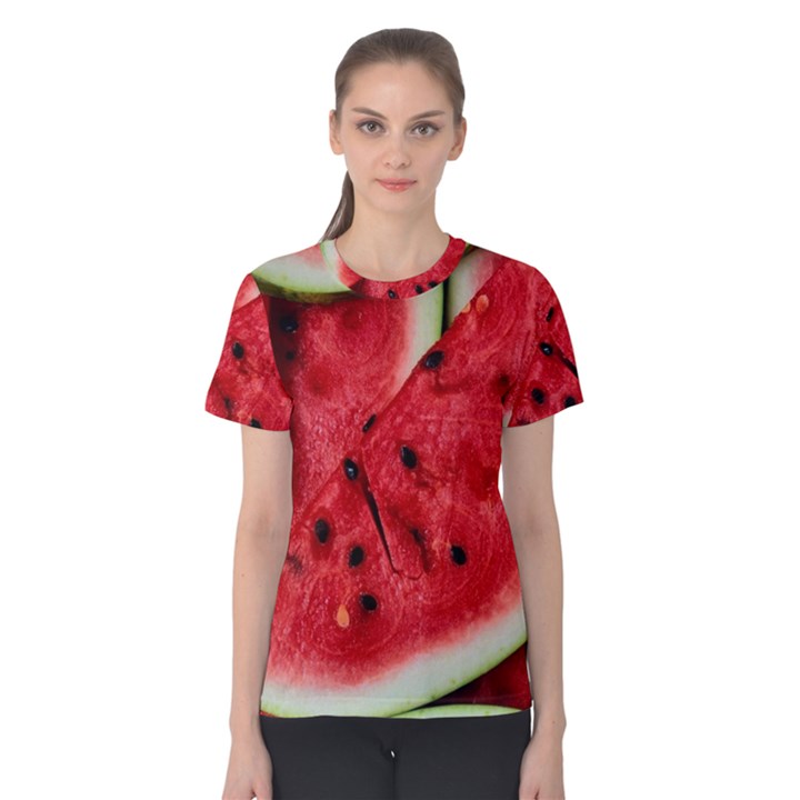 Fresh Watermelon Slices Texture Women s Cotton Tee
