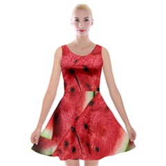 Fresh Watermelon Slices Texture Velvet Skater Dress