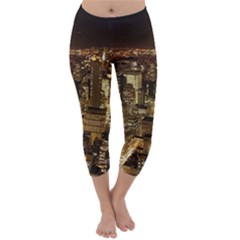 New York City At Night Future City Night Capri Winter Leggings  by BangZart