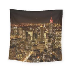 New York City At Night Future City Night Square Tapestry (small)