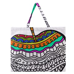 Abstract Apple Art Colorful Zipper Large Tote Bag