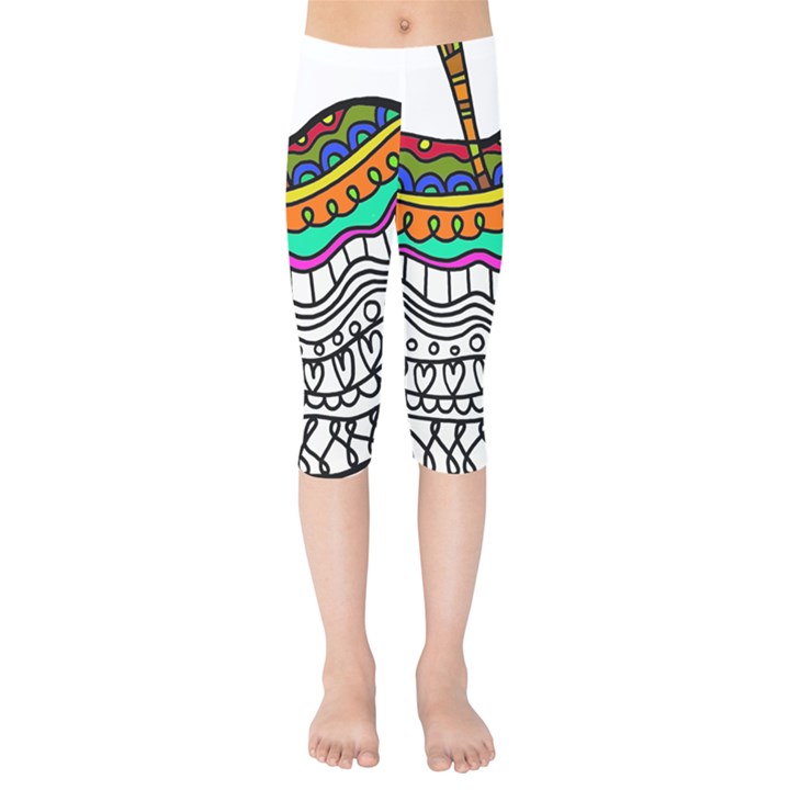 Abstract Apple Art Colorful Kids  Capri Leggings 