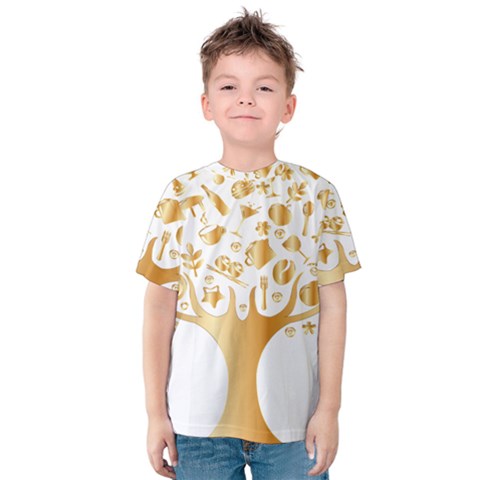 Abstract Book Floral Food Icons Kids  Cotton Tee by Nexatart