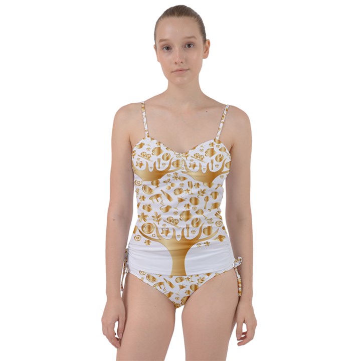 Abstract Book Floral Food Icons Sweetheart Tankini Set