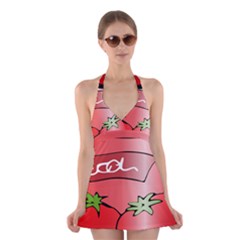 Beverage Can Drink Juice Tomato Halter Swimsuit Dress by Nexatart