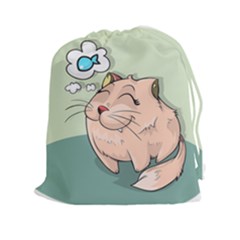 Cat Animal Fish Thinking Cute Pet Drawstring Pouches (xxl) by Nexatart