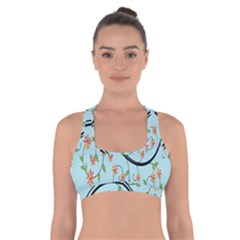 Branch Floral Flourish Flower Cross Back Sports Bra by Nexatart