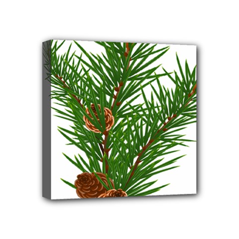 Branch Floral Green Nature Pine Mini Canvas 4  X 4  by Nexatart
