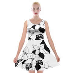 Ecological Floral Flowers Leaf Velvet Skater Dress by Nexatart