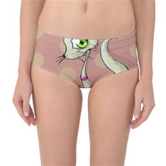 Cat Food Eating Breakfast Gourmet Mid-waist Bikini Bottoms by Nexatart