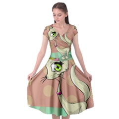 Cat Food Eating Breakfast Gourmet Cap Sleeve Wrap Front Dress by Nexatart