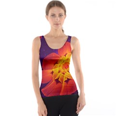 Royal Blue, Red, And Yellow Fractal Gerbera Daisy Tank Top by jayaprime