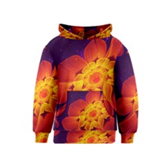 Royal Blue, Red, And Yellow Fractal Gerbera Daisy Kids  Pullover Hoodie by jayaprime