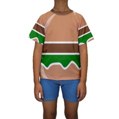 Hamburger Fast Food A Sandwich Kids  Short Sleeve Swimwear