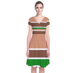 Hamburger Fast Food A Sandwich Short Sleeve Front Wrap Dress