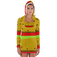 Hamburger Food Fast Food Burger Long Sleeve Hooded T-shirt by Nexatart