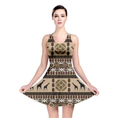 Giraffe African Vector Pattern Reversible Skater Dress by BangZart