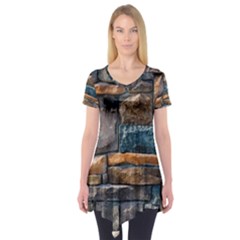 Brick Wall Pattern Short Sleeve Tunic 