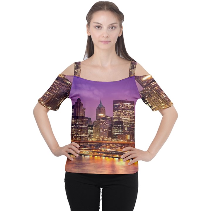 City Night Cutout Shoulder Tee