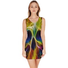 Skulls Multicolor Fractalius Colors Colorful Bodycon Dress