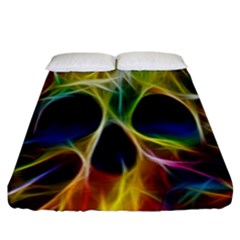 Skulls Multicolor Fractalius Colors Colorful Fitted Sheet (king Size) by BangZart