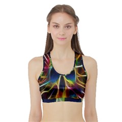 Skulls Multicolor Fractalius Colors Colorful Sports Bra With Border