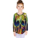 Skulls Multicolor Fractalius Colors Colorful Kids  Long Sleeve Tee View1