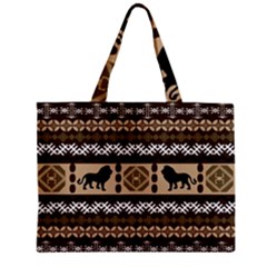 Lion African Vector Pattern Zipper Mini Tote Bag