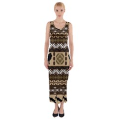 Lion African Vector Pattern Fitted Maxi Dress by BangZart