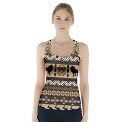 Lion African Vector Pattern Racer Back Sports Top