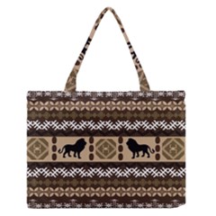 Lion African Vector Pattern Medium Zipper Tote Bag