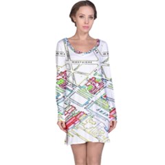 Paris Map Long Sleeve Nightdress