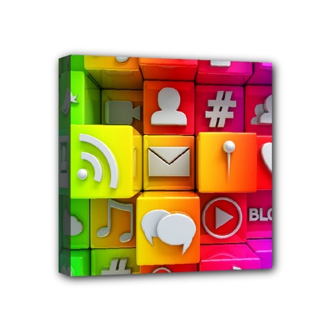 Colorful 3d Social Media Mini Canvas 4  X 4  by BangZart