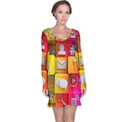 Colorful 3d Social Media Long Sleeve Nightdress