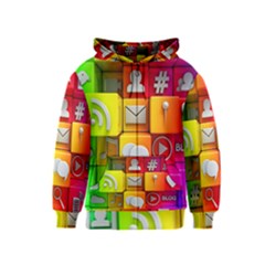 Colorful 3d Social Media Kids  Zipper Hoodie