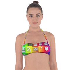 Colorful 3d Social Media Halter Bandeau Bikini Top by BangZart