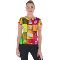 Colorful 3d Social Media Short Sleeve Sports Top 